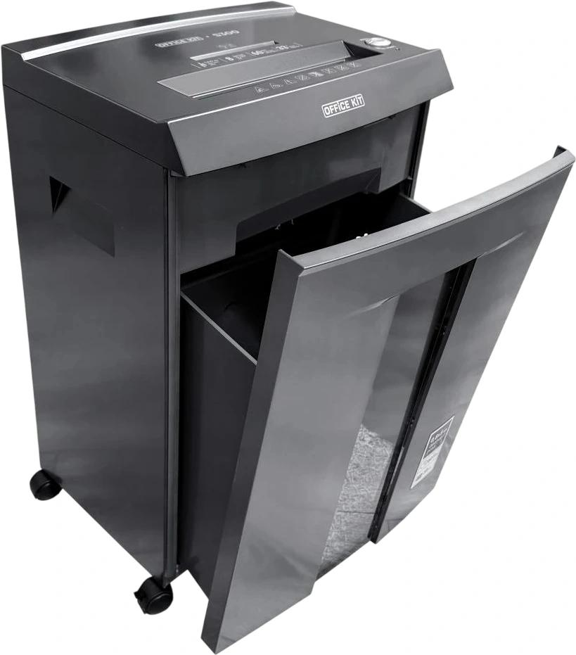 Шредер Office Kit S300 0,8x5 черный (секр.P-7) фрагменты 8лист. 33лтр. пл.карты CD