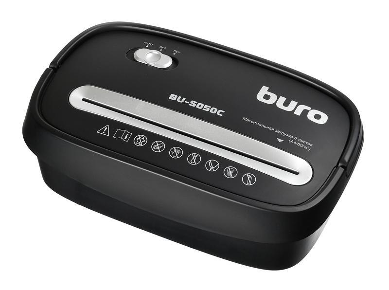 Шредер Buro Home BU-S050C черный (секр.P-3) фрагменты 5лист. 13лтр. скрепки скобы пл.карты