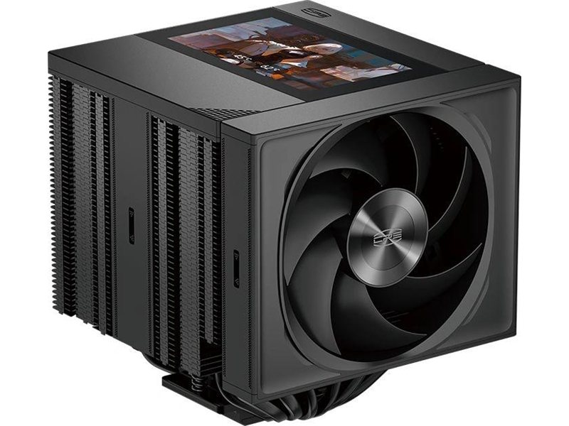 Кулер для процессора/ CPU Cooler PCCooler RZ820 Display BK (290W, 4-pin PWM, LED, 169mm, Al/Cu, 8x6mm, 1x140mm + 1x150mm, 71.9/78.7CFM, 27.1/35.8dBA, 1500/2500RPM, S: 1851/1700/1200/115X/20XX, AM5/AM4, black)