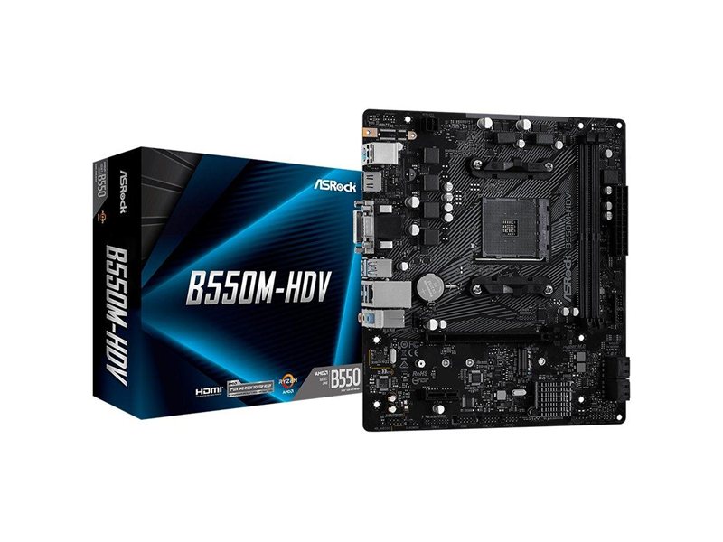 Asrock B550M-HDV {Soc-AM4 AMD B550 2xDDR4 mATX AC`97 8ch(7.1) GbLAN RAID+VGA+DVI+HDMI}