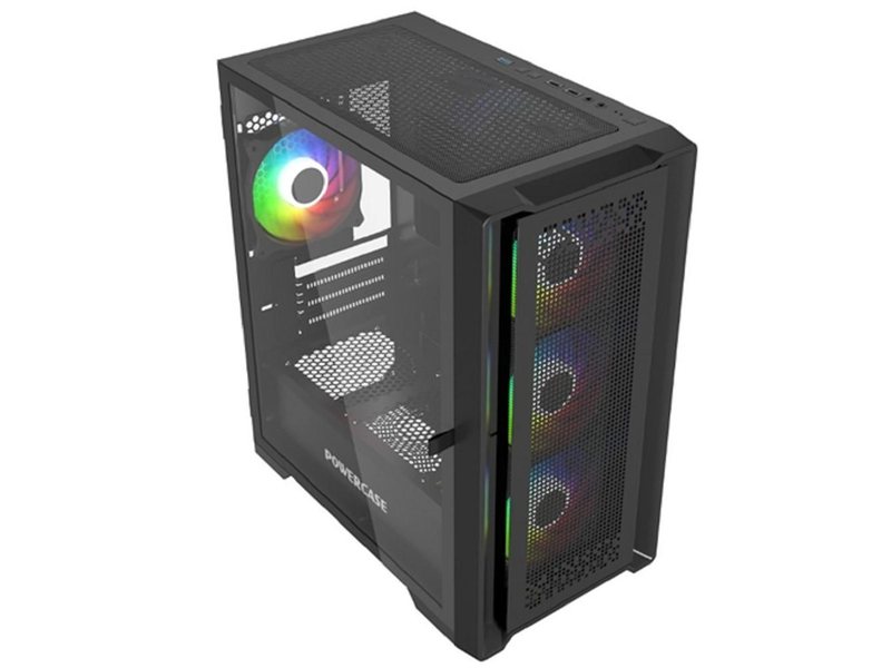 Powercase ByteFlow Micro Black, Tempered Glass, 4х 120mm ARGB fans, ARGB HUB, чёрный, mATX (CAMBFB-A4)