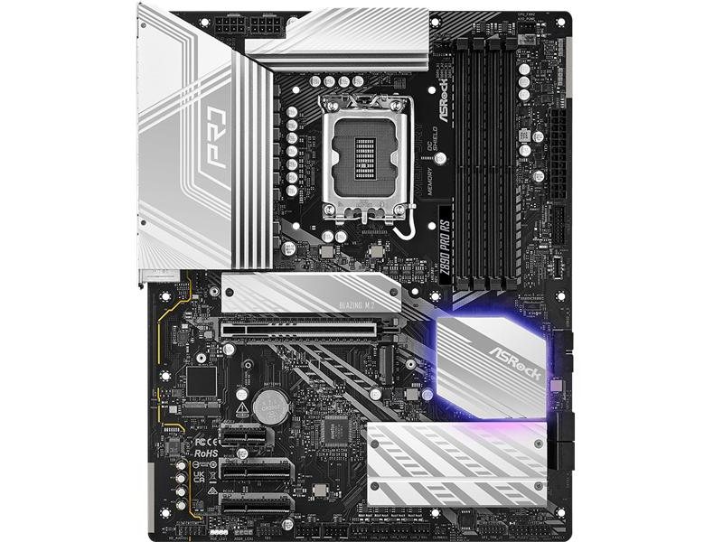Материнская плата ASROCK Z890 PRO RS, LGA1851, Z890, 4*DDR5, 4*SATA, 4*M.2, 3*USB 3.2, 4*USB 2.0, 2*Type-C, 1*PCIx16, 2*PCIx4, 1*M.2 (Key E), HDMI+DP, ATX