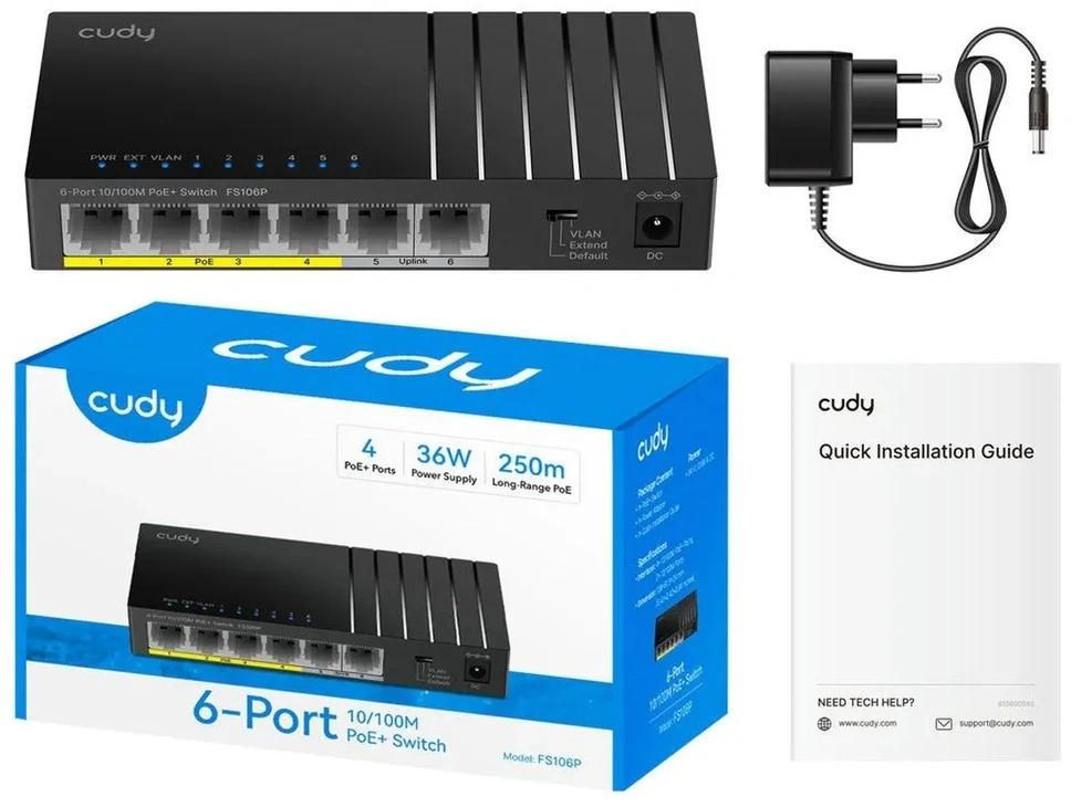 Коммутатор Cudy FS106P (L2) 6x100Мбит/с 4PoE+ 36W неуправляемый