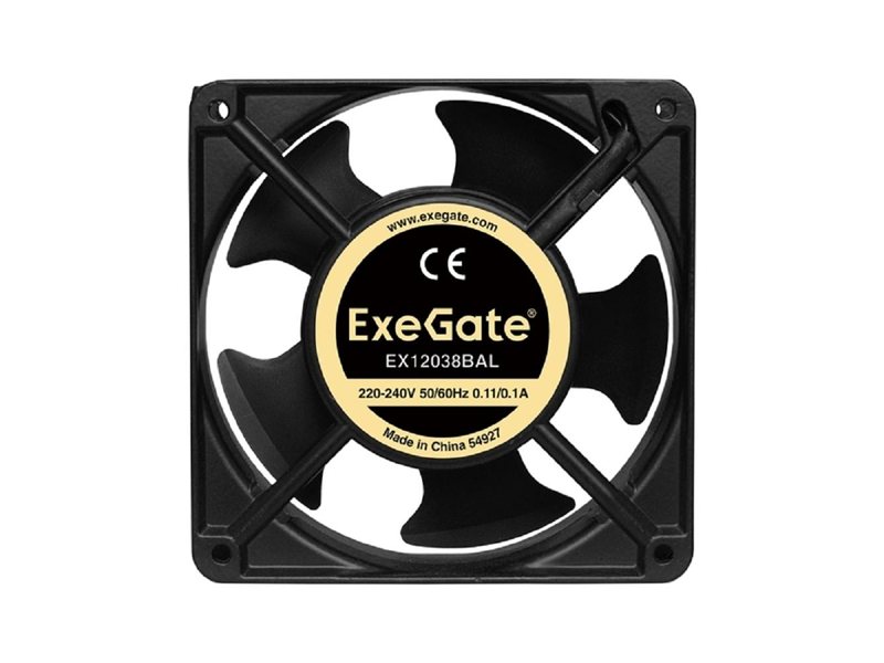 Exegate EX289017RUS Вентилятор 220В ExeGate EX12038BAL (120x120x38 мм, 2-Ball (двойной шарикоподшипник), подводящий провод 30 см, 2700RPM, 43dBA)