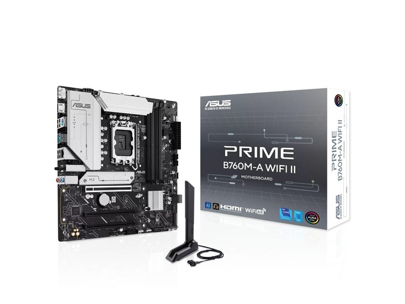 Материнская плата Asus PRIME B760M-A WIFI II Soc-1700 Intel B760 4xDDR5 mATX AC`97 8ch(7.1) 2.5Gg RAID+HDMI+DP