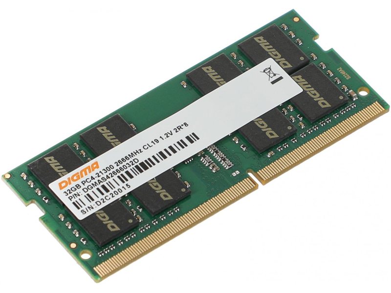 Память DDR4 32Gb 2666MHz Digma DGMAS42666032D RTL PC4-21300 CL19 SO-DIMM 260-pin 1.2В dual rank Ret