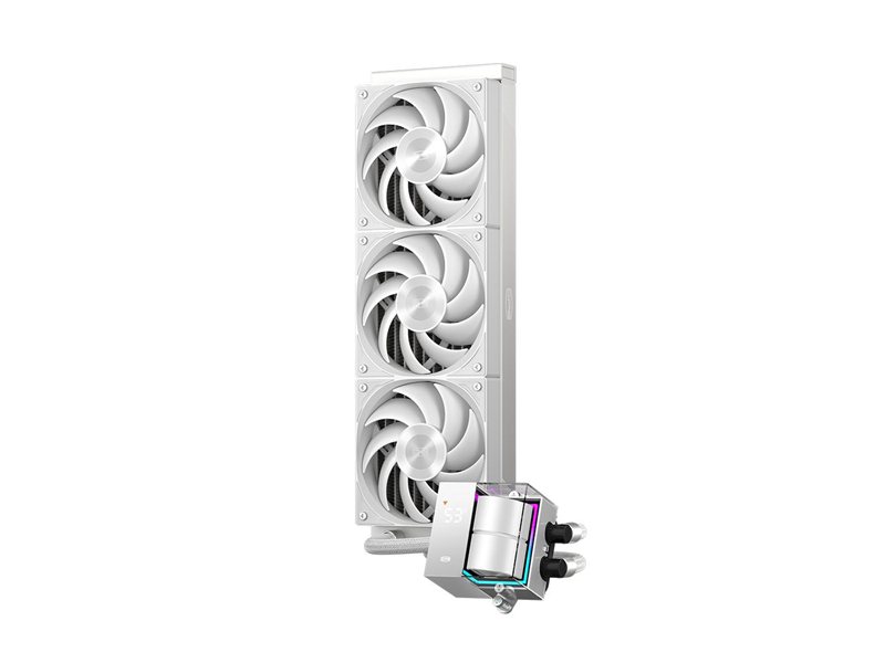 Система охлаждения/ Water Cooling System PCCooler DS360 WH (310W, 360mm, LED temp., White, ARGB Pump/ Fans: 3x120mm, 86.73CFM, 28dBA, 2200RPM/ Pump height 67mm, 28dBA, 3200RPM, Rad thickness 27mm/ S: 1851, 1700, 1200, 20XX, 115X, AM5, AM4)