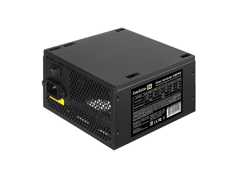 Блок питания ATX Exegate 550PPE EX282072RUS-PC 550W, PC, black, APFC, 12cm, 24p+(4+4)p PCI-E, 3*IDE, 5*SATA, FDD + кабель 220V в комплекте