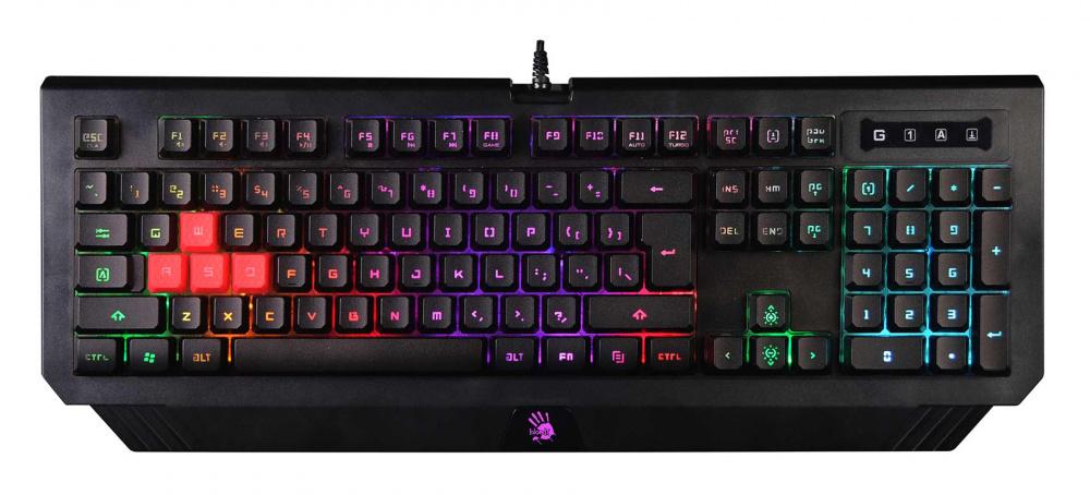 Клавиатура A4Tech B120N черный USB Multimedia for gamer LED (подставка для запястий) кабель 1.8м