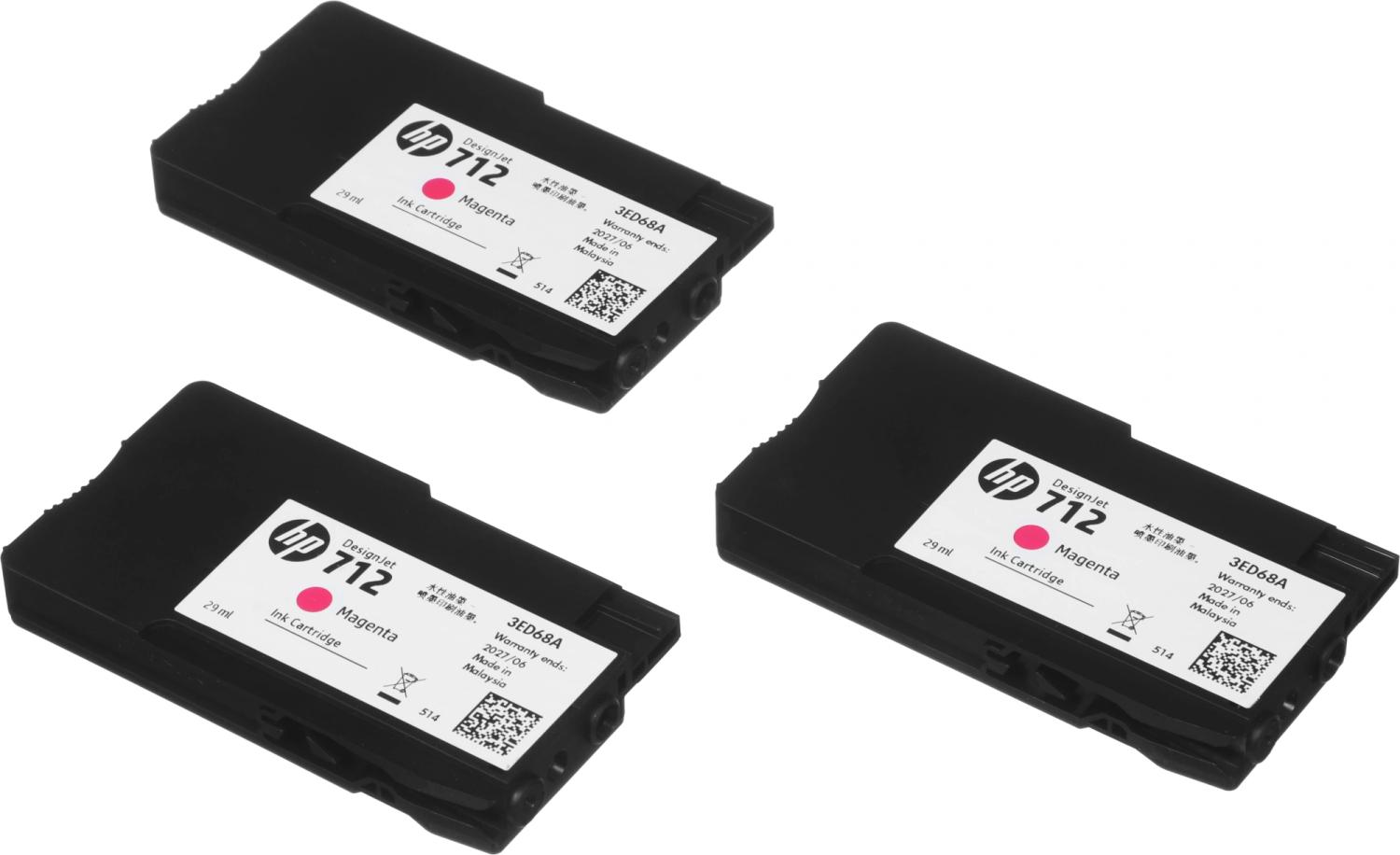 Картридж струйный HP 712 3ED78A пурпурный тройная упак. (29мл) для HP DJ Т230/630