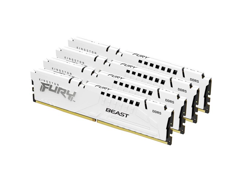 Память оперативная/ Kingston 128GB 5200MT/s DDR5 CL40 DIMM (Kit of 4) FURY Beast White XMP