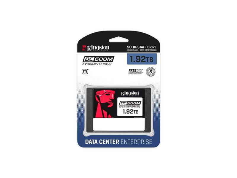 Твердотельный накопитель/ Kingston SSD DC600M, 1920GB, 2.5" 7mm, SATA3, 3D TLC, R/W 560/530MB/s, IOPs 94 000/78 000, TBW 3504, DWPD 1 (12 мес)
