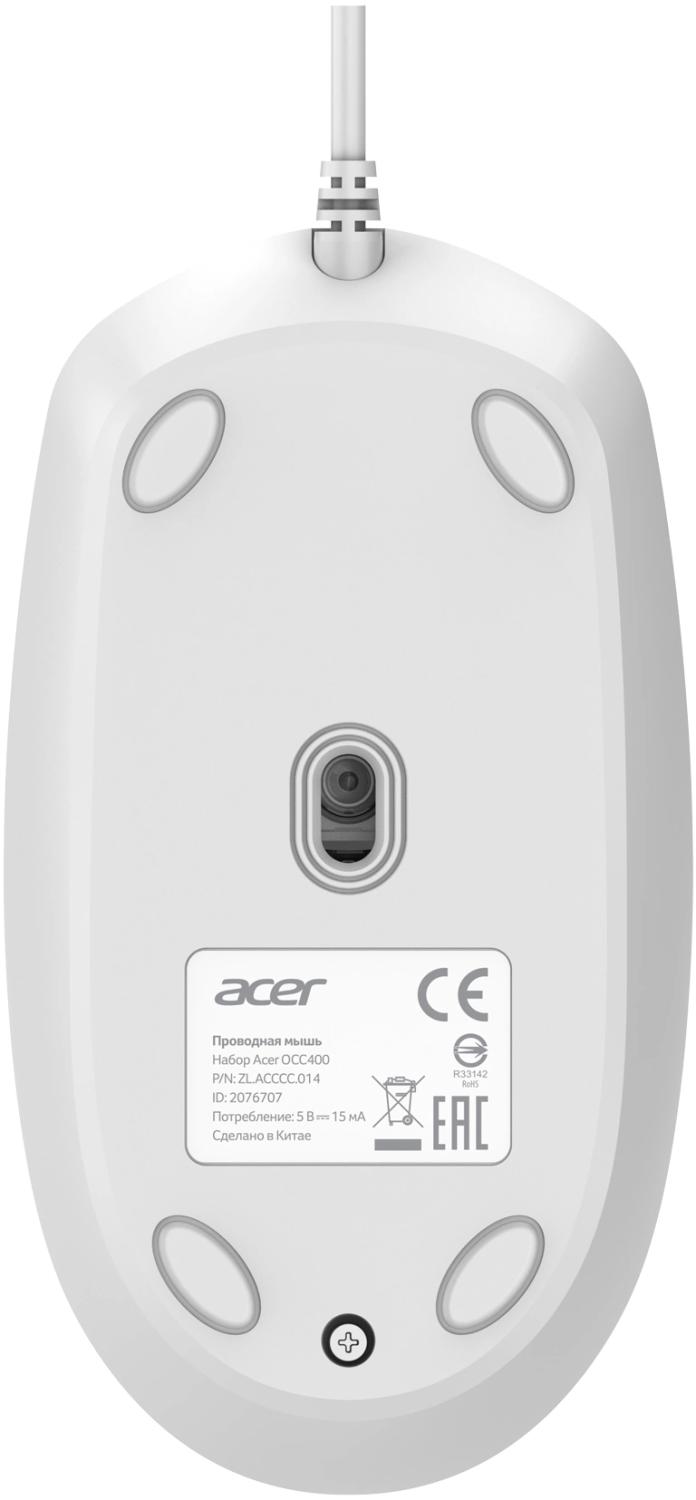 Клавиатура + мышь Acer OCC400 клав:белый мышь:белый USB (ZL.ACCCC.014)