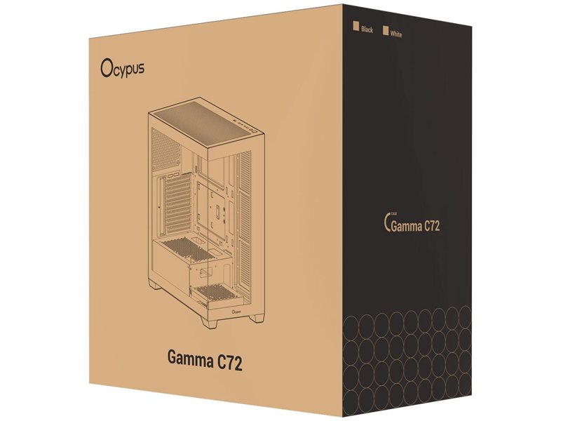 Корпус ПК без блока питания/ Case Ocypus Gamma C72 BK, Midi-Tower, TG, no fans, 2xUSB-A 2.0 + 1xUSB-A 3.0, ATX, mATX, mITX Black