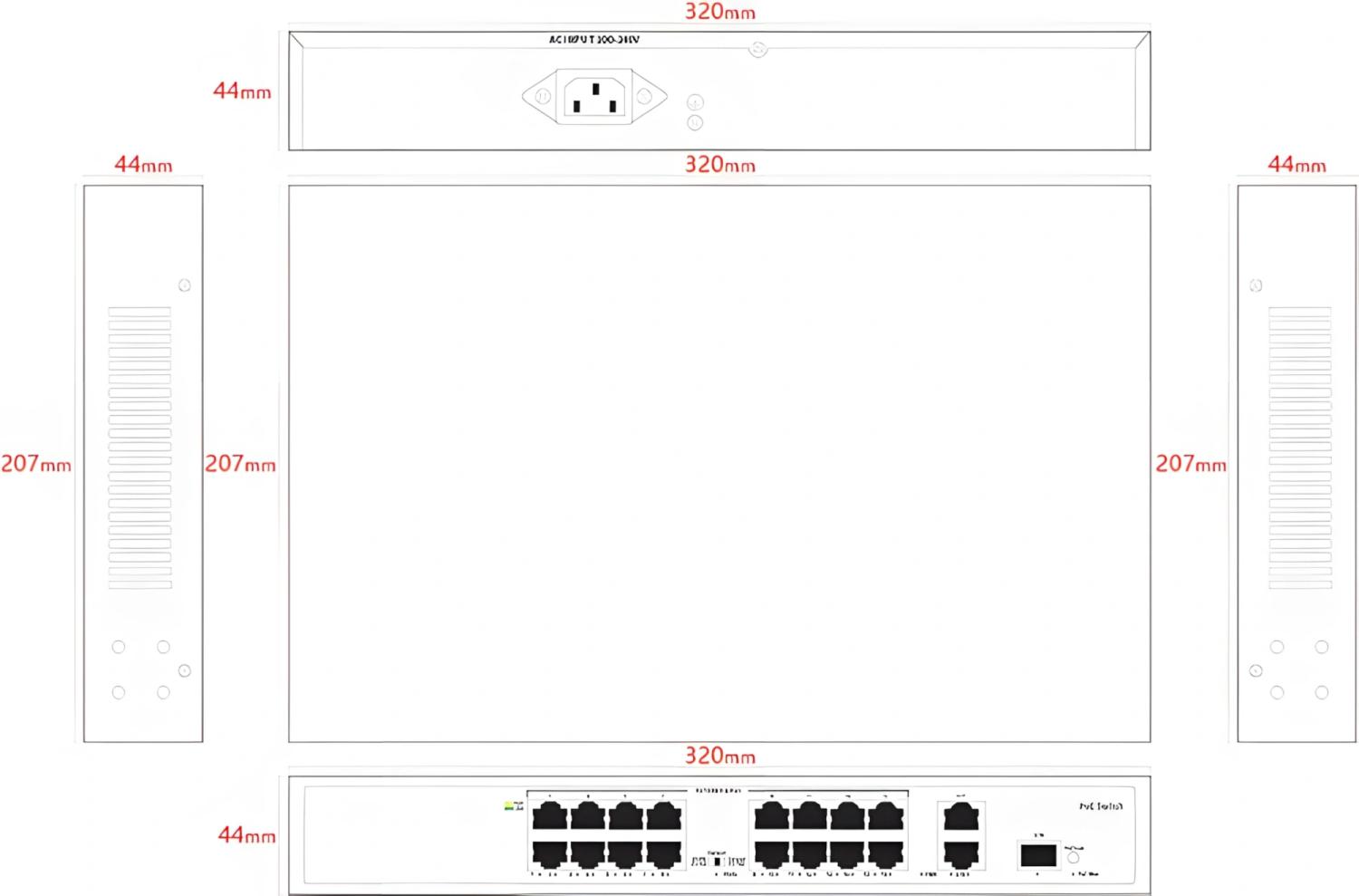 Коммутатор Tiandy TC-P3S019 H/1621/AT/180