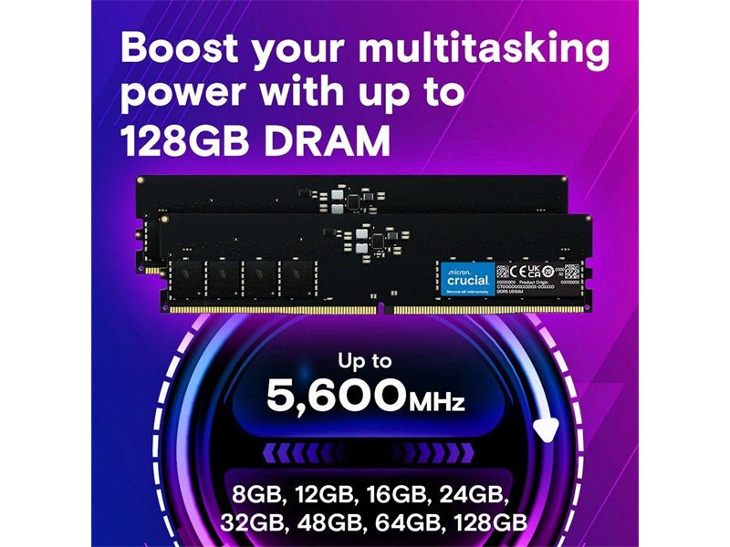 Модуль памяти Crucial 2*16 GB (KIT) Crucial DDR5 4800 DIMM Classic Desktop Non-ECC, CL40, 1.1V, SRx8,