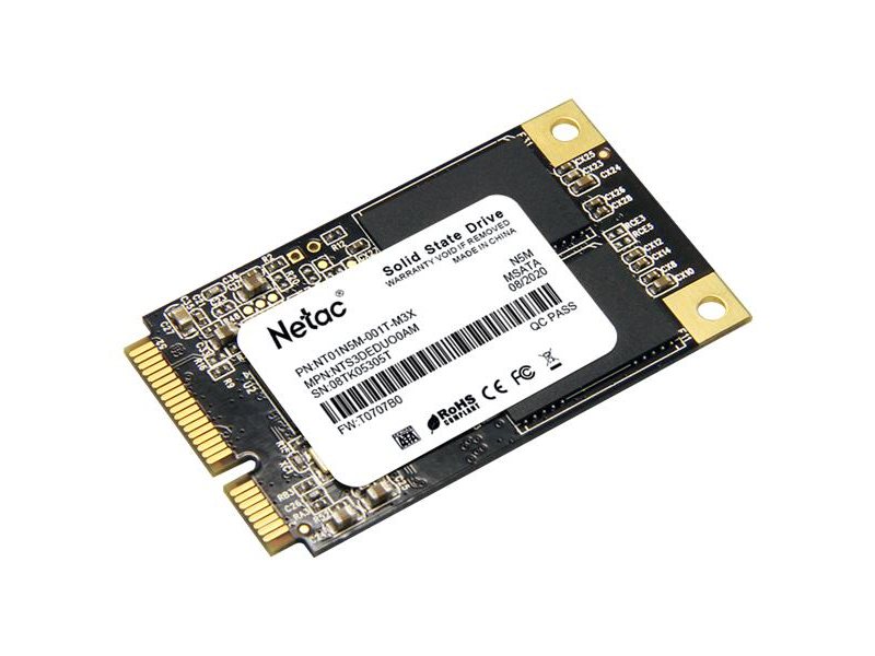 SSD накопитель Netac SSD N5M 1TB mSATA SATAIII 3D NAND, R/W up to 560/520MB/s, TBW 560TB, 3y wty