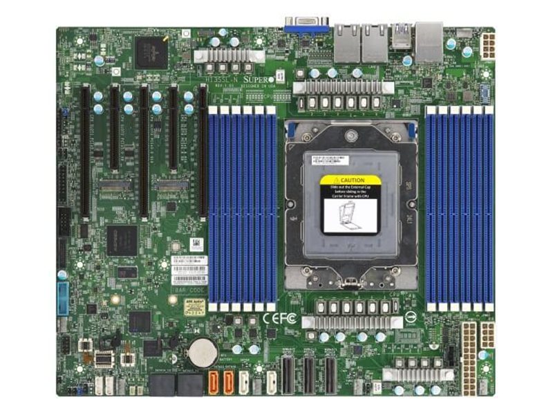 Материнская плата Supermicro Motherboard 1xCPU H13SSL-N 9004/9005 Series  /12xDIMM/ 1xGE/ 3xPCIex16, 2xPCIex8/ 2xM.2(PCIe)(ATX)Bulk (следы установки/потёртости)