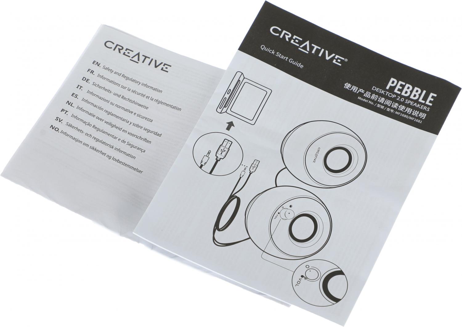 Колонки Creative PEBBLE MF1680 2.0 черный 4.4Вт