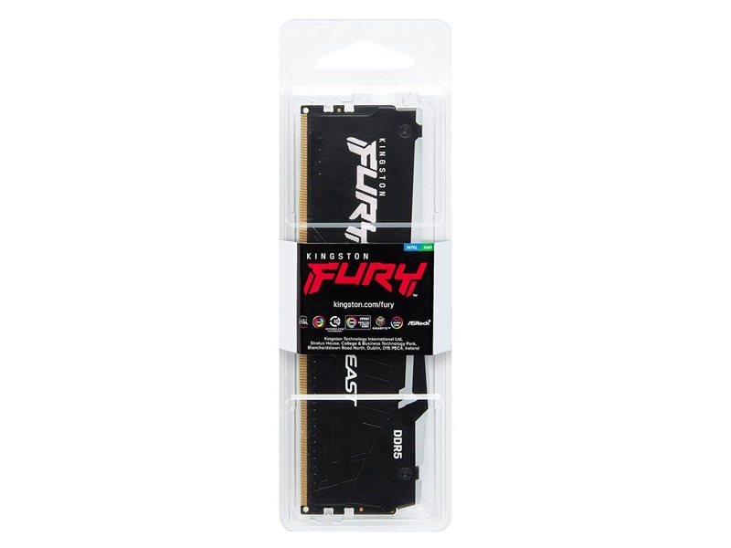 Модуль памяти Kingston 8GB DDR5 5200 DIMM FURY Beast Black RGB Non-ECC, CL40, 1.25V, 1RX8 40-40-40 288-pin, RTL