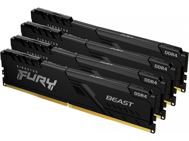 Модуль памяти Kingston FURY Beast Black Gaming Memory KF432C16BB1K4/64 64GB DDR4 3200 DIMM Non-ECC, CL16, 1.35V, 1Gx8 (Kit of 4), RTL (319866)
