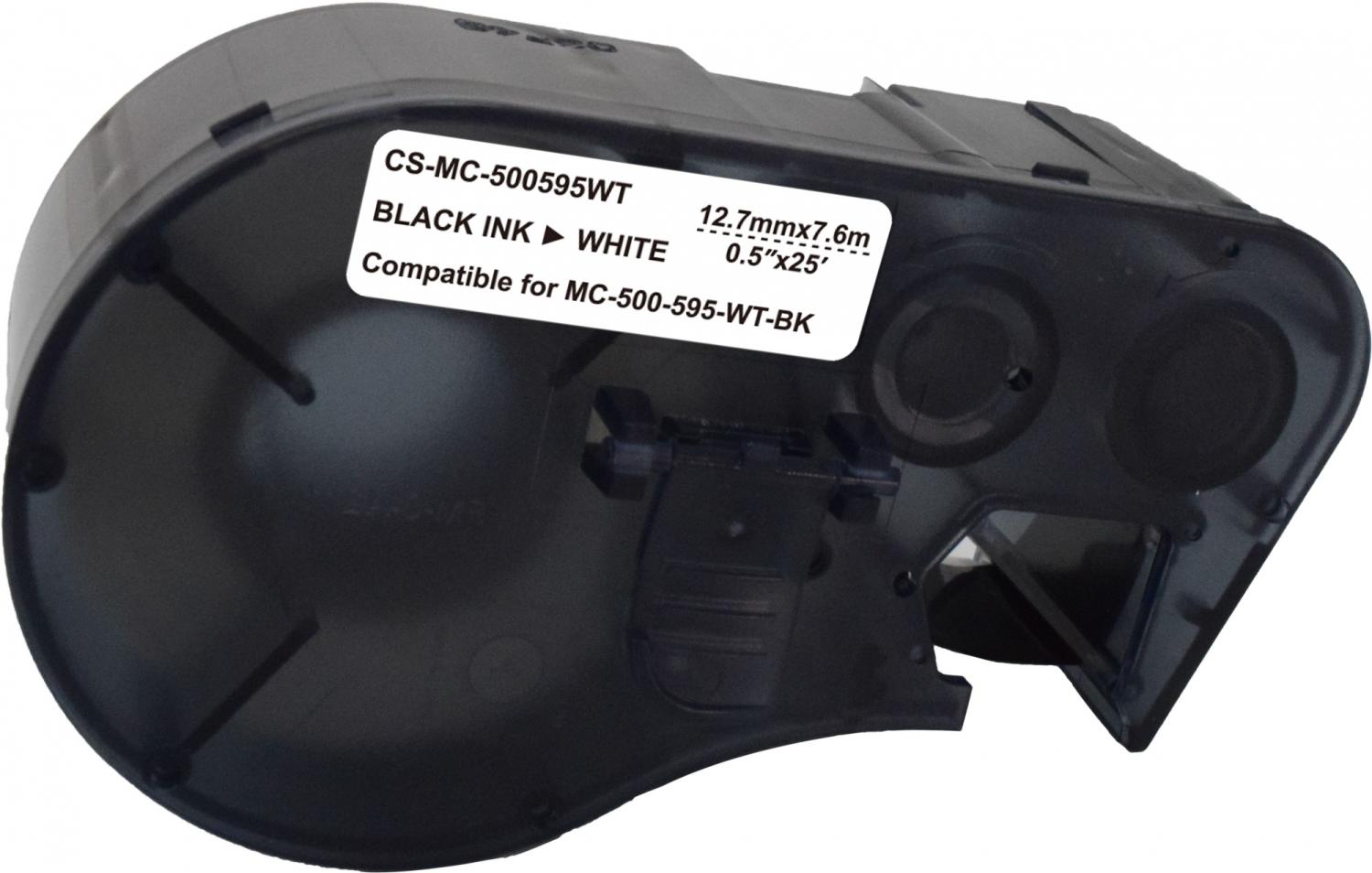 Картридж ленточный Cactus CS-MC-500595WT черный на белом 12.7x7.6 для Brady BMP-41/BMP-51/BMP-53-PC-Linked с чипом