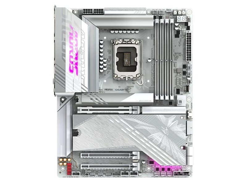 Материнская плата Z890 AORUS ELITE X ICE, Socket 1851, Intel®Z890, 4xDDR5-6400, 3xPCI-Ex16, 4xSATA3(RAID 0/1/5/10), 5xM.2, 8Ch Audio, 1x2.5GbLan, WiFi, (4+4)xUSB2.0, (6+2)xUSB3.2, (1+1)xUSB Type-C™, ATX, RTL