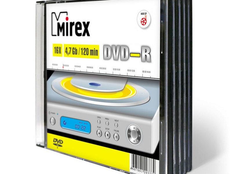 Диск DVD-R Mirex 4.7 Gb, 16x, Slim Case (5), (5/200)