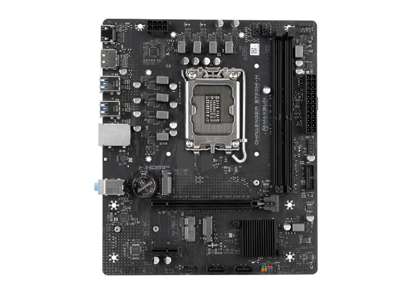 MAXSUN MS-Challenger B760M-H WIFI (Socket 1700, mATX, 2*DDR4(64Gb), DP/HDMI, 2*SATA3, 2*M.2, 1xPCI-Ex16/1*PCIEx1, 2*USB 2.0, 4*USB 3.2, LAN 1*1G, BT, Wi-Fi6, RTL)