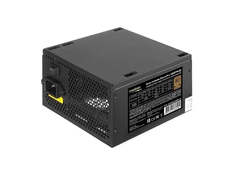 Exegate EX292208RUS Серверный БП 1000W ExeGate ServerPRO 80 PLUS® Bronze 1000PPH-SE (ATX, for 3U+ cases, APFC, КПД 89% (80 PLUS Bronze), 12cm fan, 24pin, 2x(4+4)p, 6xPCI-E, 8xSATA, 4xIDE, box, black)