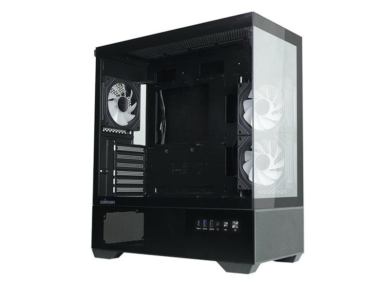 Корпус ZALMAN CHRONIX V2, ATX, BLACK, WINDOW, 1xCombo (3.5’’ or 2.5’’), 1x3.5’’HDD, 2x2.5’’SSD, 1xUSB2.0, 1xUSB3.0, 1xUSB Type-C, SIDE 2x120mm ARGB, REAR 1x120mm ARGB
