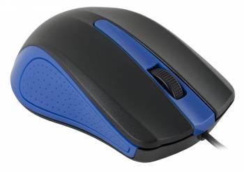 Мышь Оклик 225M черный/синий оптическая 1200dpi USB 3but (288233)