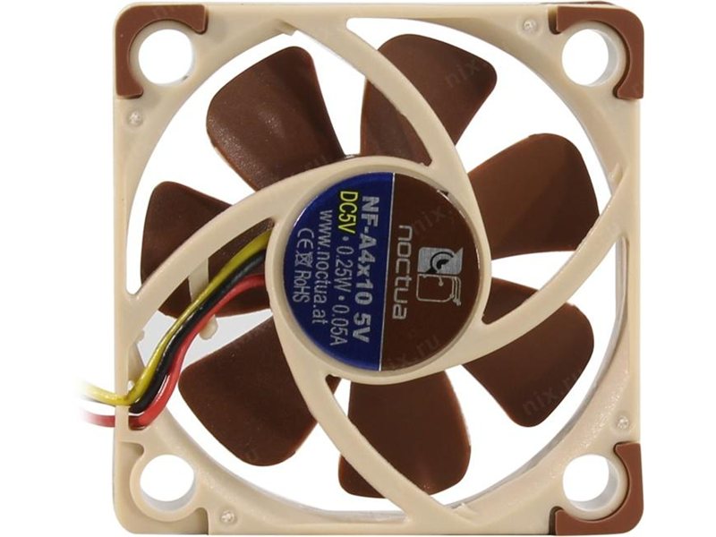 Кулер для корпуса/ Case Cooler Noctua NF-A4x10 FLX (40x40x10mm, 3-pin, 4.83CFM, 17.9dBA, 4500RPM, Beige/Brown)