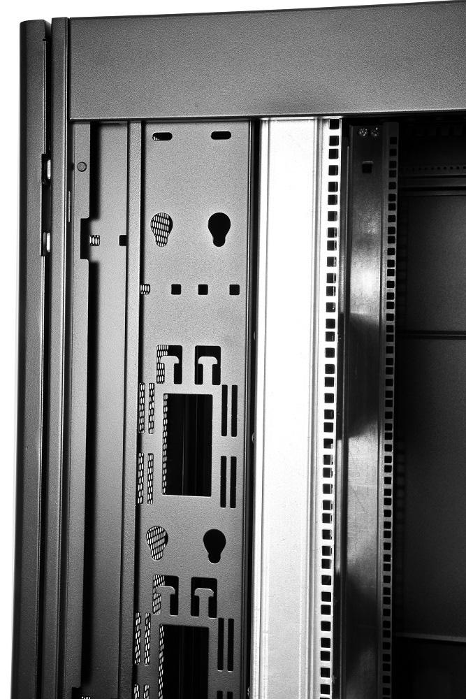 Шкаф серверный ЦМО (ШТК-СП-42.6.10-44АА-9005) напольный 42U 600x990мм пер.дв.перфор. 2 бок.пан. задн.дв.перфор. направл.под закл.гайки 1350кг черный 690мм 139кг 120град. 1950мм IP20 сталь