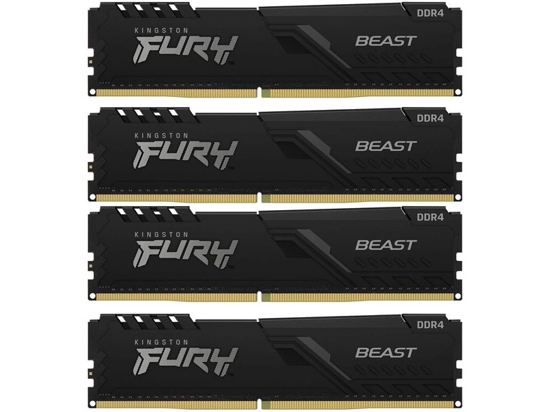 Память DDR4 4x32GB 3200MHz Kingston KF432C16BBK4/128 Fury Beast Black RTL Gaming PC4-25600 CL16 DIMM UDIMM 288-pin 1.35В dual rank с радиатором Ret