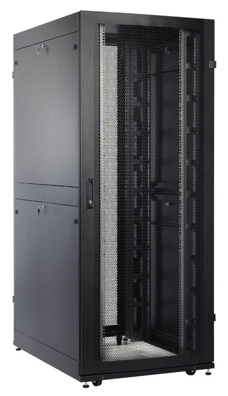 Шкаф серверный ЦМО (ШТК-СП-48.8.12-48АА-9005) напольный 48U 800x1130мм пер.дв.перфор. задн.дв.перфор.2-хст. 2 бок.пан. направл.под закл.гайки 1350кг черный 890мм 170кг 180град. 2215мм