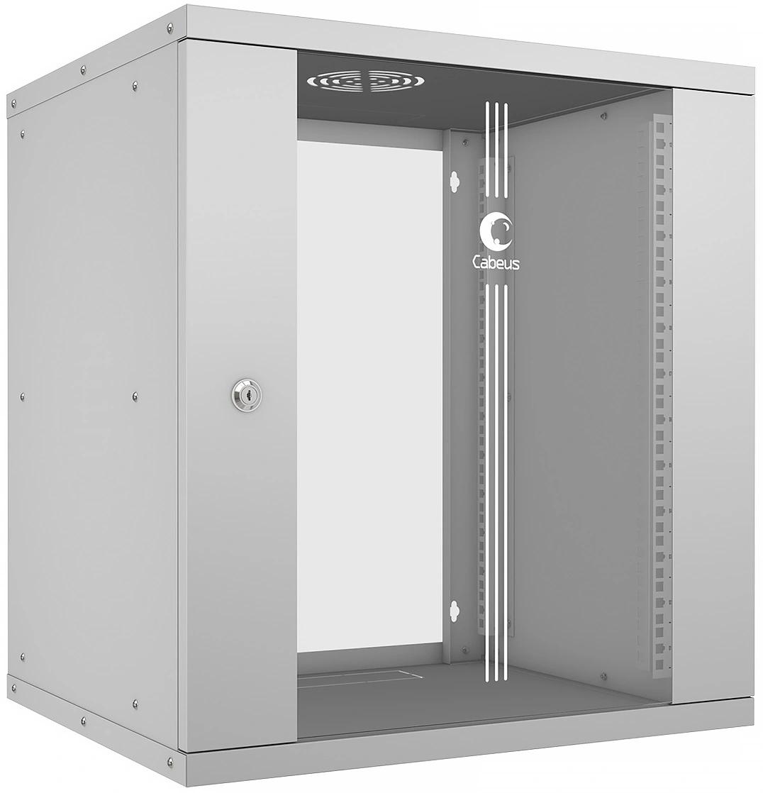 Шкаф коммутационный Cabeus (WSC-05D-12U55/45) настенный 12U 550x450мм пер.дв.стекл 30кг серый 340мм 17кг 220град. 590мм IP20 сталь