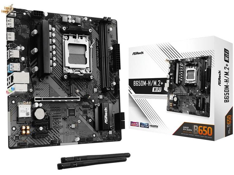 Материнская плата ASROCK B760M PRO RS WIFI, LGA1700, B760, 4*DDR5, 4*SATA, 3*M.2, 3*USB 3.2, 2*USB 2.0, Type-C, 2*PCIx16, 1xM.2 (Key E), HDMI+DP, mATX