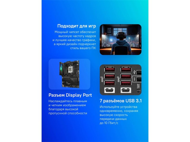 Материнская плата Asus ROG STRIX X670E-F GAMING WIFI Socket AM5 AMD X670 4xDDR5 ATX AC`97 8ch(7.1) 2.5Gg RAID+HDMI+DP