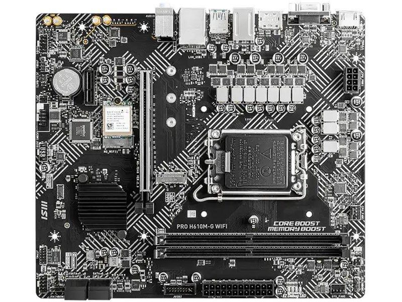Материнская плата MSI PRO H610M-G WIFI Soc-1700 Intel H610 2xDDR5 mATX AC`97 8ch(7.1) GbLAN+VGA+HDMI+DP
