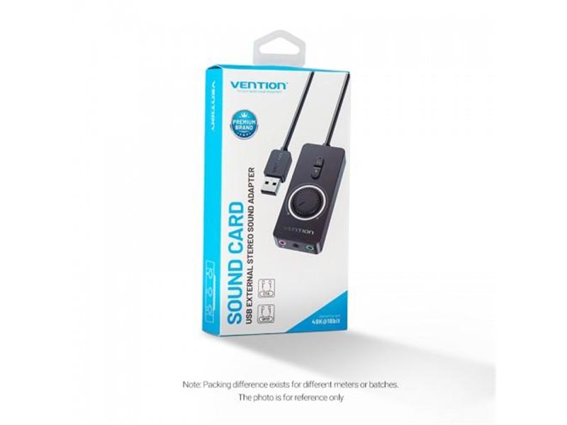 Внешняя звуковая карта Vention USB c регулятором громкости Черная