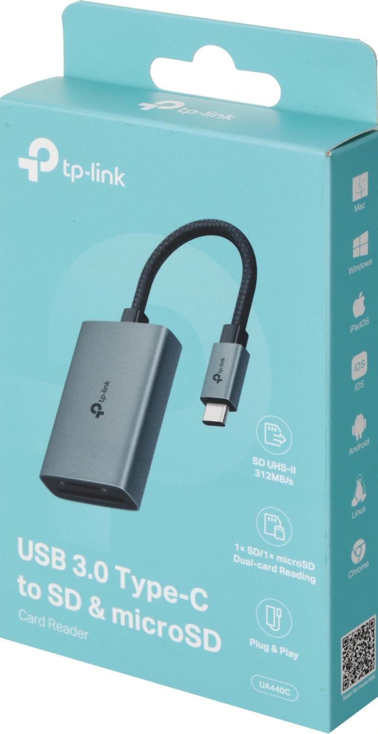 Устройство чтения карт памяти USB Type-C TP-Link UA440C серый