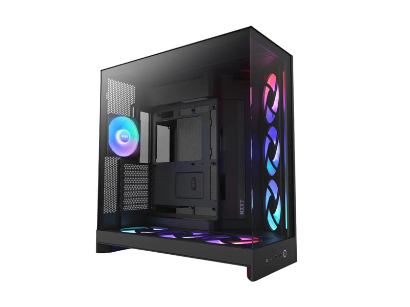 Корпус без блока питания/ Case NZXT H9 Flow RGB+ (2025), Midi-Tower, TG, 6x140mm RGB + 1x120mm RGB, 2xUSB-A 3.2 + 1xUSB-C 3.2, E-ATX, ATX, mATX, mITX Black