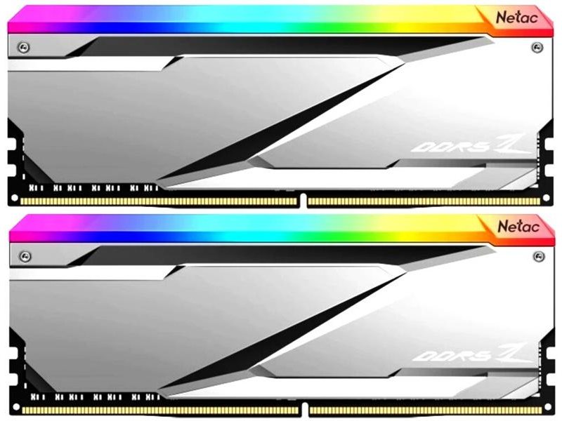 Оперативная память Netac Z RGB 32GB (2x16GB) DDR5-6400 (PC5-51200) C32 32-38-38-90 1.35V XMP Dual DIMM Kit Silver