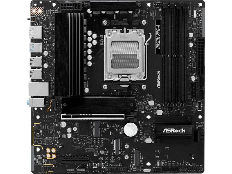 Материнская плата Asrock B850M PRO-A Socket AM5 AMD B850 4xDDR5 mATX AC`97 8ch(7.1) 2.5Gg RAID+HDMI+DP