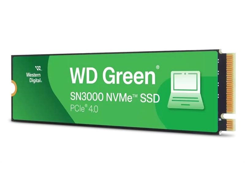 Твердотельный накопитель Western Digital Green SN3000 SSD M2.2280 PCIe 4.0 1Tb, 5000MBs/4200MBs, TBW 150, WDS100T4G0E, 1 year