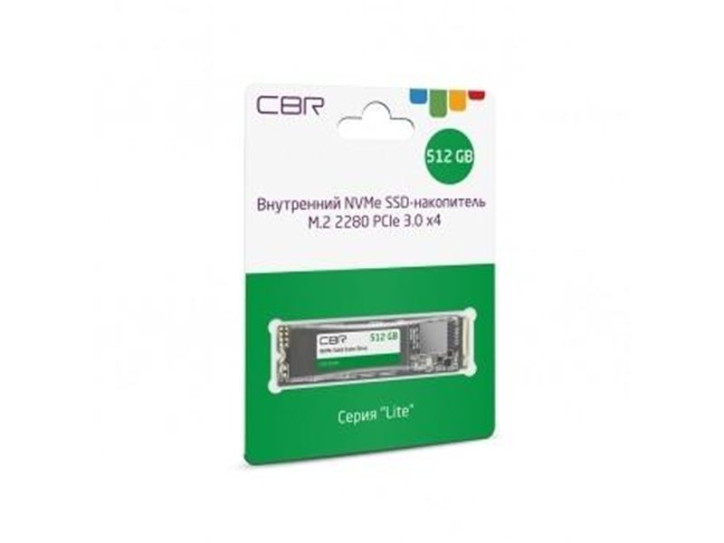 CBR SSD-512GB-M.2-LT22, Внутренний SSD-накопитель, серия "Lite", 512 GB, M.2 2280, PCIe 3.0 x4, NVMe 1.3, SM2263XT, 3D TLC NAND, R/W speed up to 2100/1600 MB/s, TBW (TB) 256