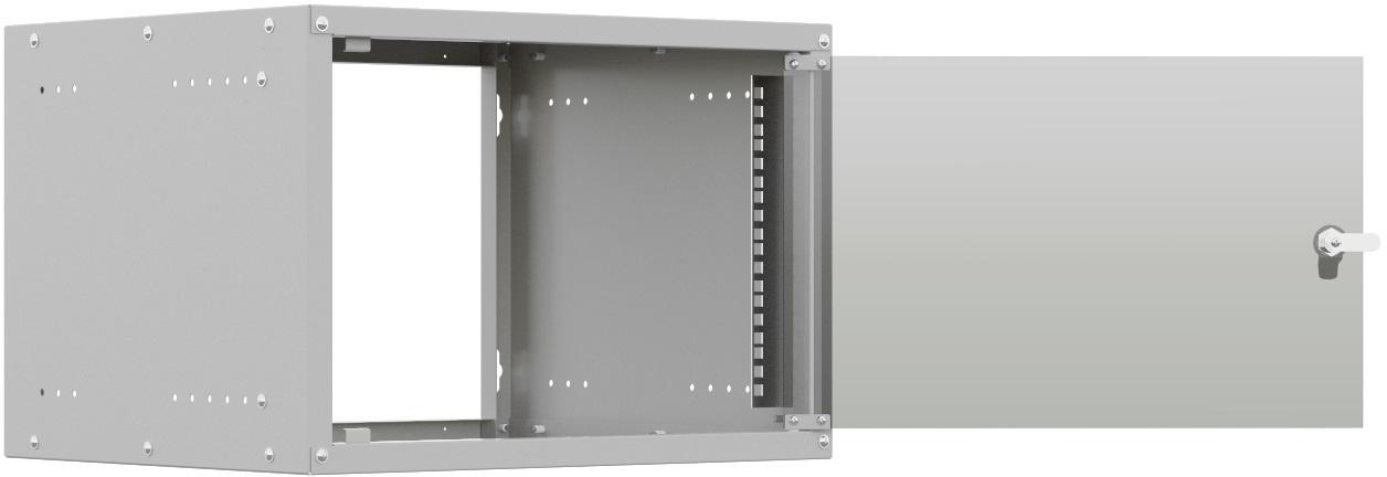 Шкаф коммутационный NTSS Lime (NTSS-WL6U5560GS) настенный 6U 550x600мм пер.дв.стекл несъемн.бок.пан. 30кг серый 520мм 12кг 110град. 370мм IP20 сталь
