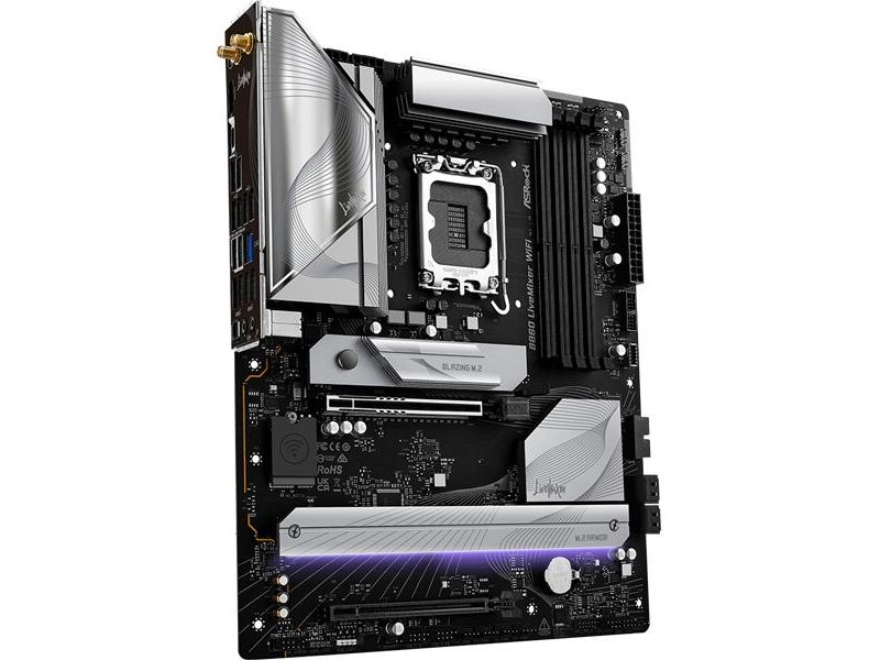 Материнская плата ASROCK B860 LIVEMIXER WIFI, LGA1851, B860, 4*DDR5, 4*SATA, 3*M.2, 6*USB 3.2, 6*USB 2.0, Type-C, 2*PCIx16, 1*M.2 (Key E), HDMI, ATX