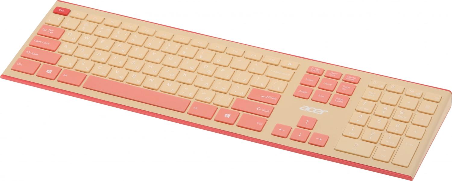 Клавиатура + мышь Acer OCC205 клав:розовый/бежевый мышь:розовый/бежевый USB беспроводная slim Multimedia (ZL.ACCEE.00F)